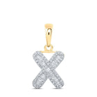 10kt Yellow Gold Baguette Diamond X Initial Pendant - Personalized Elegance at Its Finest - Splendid Jewellery