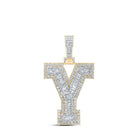 10kt Yellow Gold Baguette Diamond Y Initial Charm Pendant - 2 - 1/2 Cttw - Splendid Jewellery