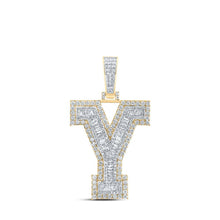 Load image into Gallery viewer, 10kt Yellow Gold Baguette Diamond Y Initial Charm Pendant - 2 - 1/2 Cttw - Splendid Jewellery