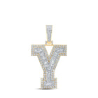 10kt Yellow Gold Baguette Diamond Y Initial Charm Pendant - 2 - 1/2 Cttw - Splendid Jewellery