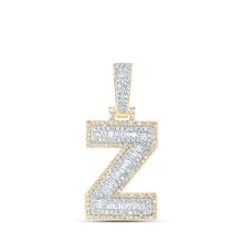 Load image into Gallery viewer, 10kt Yellow Gold Baguette Diamond Z Initial Charm Pendant - 5/8 Cttw - Men's Diamond Jewelry - Splendid Jewellery
