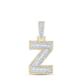 10kt Yellow Gold Baguette Diamond Z Initial Charm Pendant - 5/8 Cttw - Men's Diamond Jewelry - Splendid Jewellery