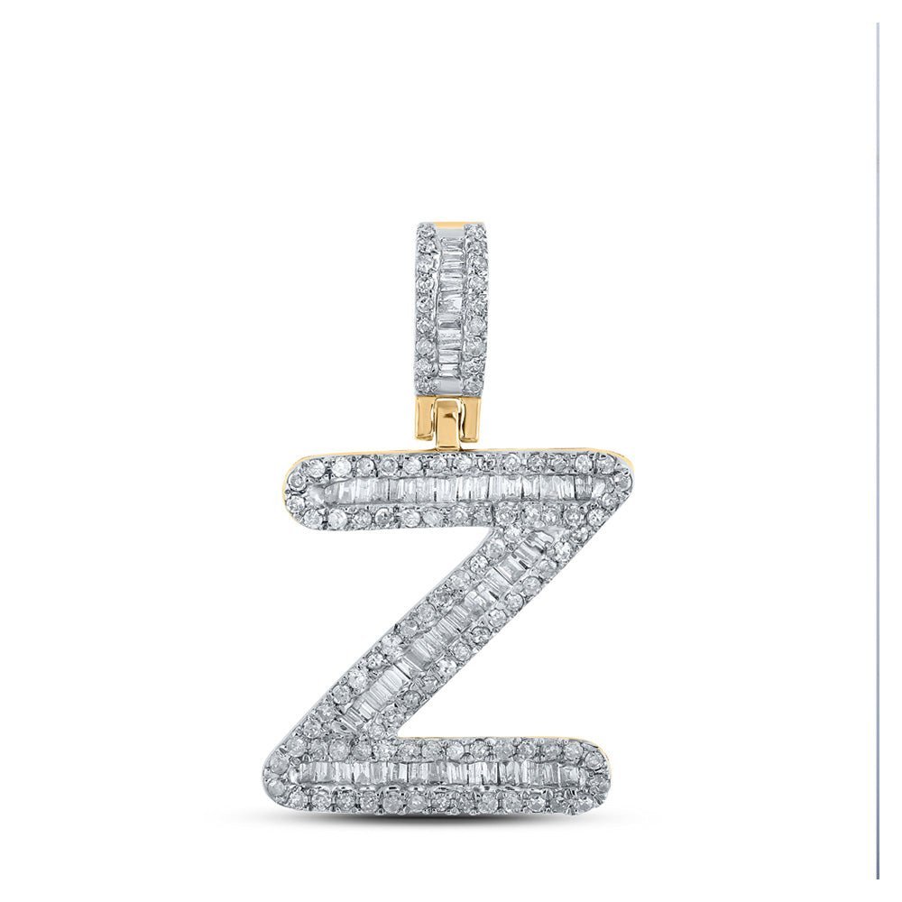 10kt Yellow Gold Baguette Diamond Z Initial Pendant - 1/2 Cttw Men's Charm - Splendid Jewellery