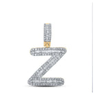 10kt Yellow Gold Baguette Diamond Z Initial Pendant - 1/2 Cttw Men's Charm - Splendid Jewellery