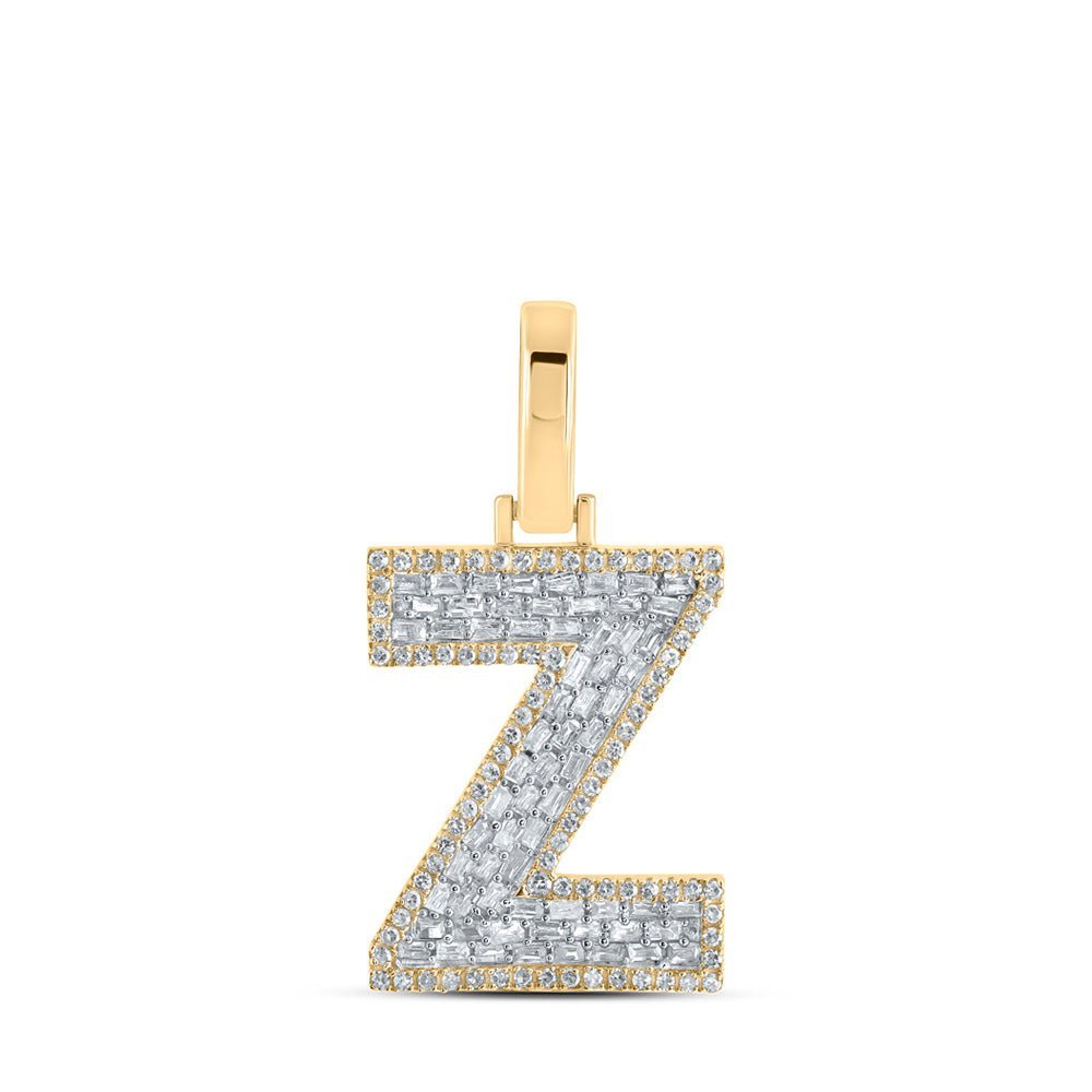 10kt Yellow Gold Baguette Diamond Z Initial Pendant - Masculine Elegance at Its Finest - Splendid Jewellery