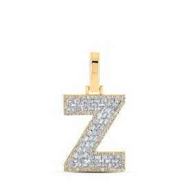 10kt Yellow Gold Baguette Diamond Z Initial Pendant - Masculine Elegance at Its Finest - Splendid Jewellery