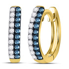 10kt Yellow Gold Blue Diamond Huggie Earrings: A Radiant Touch of Elegance  Side View from Splendid Jewellery