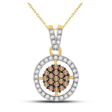 Load image into Gallery viewer, 10kt Yellow Gold Brown Diamond Cluster Pendant - Mesmerizing Elegance by Splendid Jewellery - Splendid Jewellery