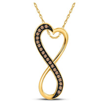 Load image into Gallery viewer, 10kt Yellow Gold Brown Diamond Heart &amp; Love Symbol Pendant | Splendid Jewellery - Splendid Jewellery