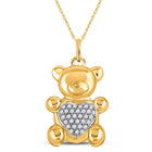 10kt Yellow Gold Diamond Bear Heart Pendant - A Symbol of Love and Strength - Splendid Jewellery