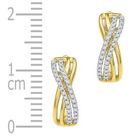 10kt Yellow Gold Diamond Brilliance Hoop Earrings  Side View from Splendid Jewellery