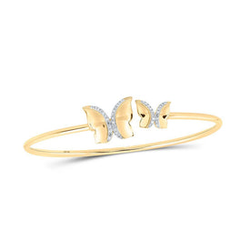 10kt Yellow Gold Diamond Butterfly Bangle Bracelet - Dazzling Flight of Elegance - Splendid Jewellery