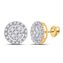 Load image into Gallery viewer, 10kt Yellow Gold Diamond Cluster Circle Earrings: A Mesmerizing Brilliance product  Top View from Splendid Jewellery
