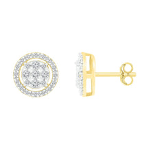 Load image into Gallery viewer, 10kt Yellow Gold Diamond Cluster Circle Earrings: A Mesmerizing Brilliance product Side View from Splendid Jewellery