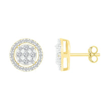 Load image into Gallery viewer, 10kt Yellow Gold Diamond Cluster Circle Earrings: A Mesmerizing Brilliance - Splendid Jewellery
