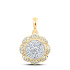 10kt Yellow Gold Diamond Cluster Circle Pendant - Timeless Elegance and Radiant Brilliance - Splendid Jewellery