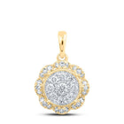 10kt Yellow Gold Diamond Cluster Circle Pendant - Timeless Elegance and Radiant Brilliance - Splendid Jewellery