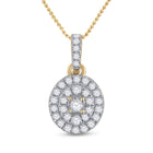 10kt Yellow Gold Diamond Cluster Oval Pendant - Timeless Elegance and Dazzling Brilliance - Splendid Jewellery