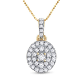 10kt Yellow Gold Diamond Cluster Oval Pendant - Timeless Elegance and Dazzling Brilliance - Splendid Jewellery