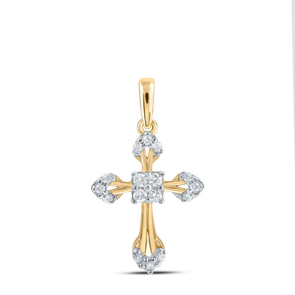10kt Yellow Gold Diamond Cross Pendant: A Radiant Symbol of Elegance and Faith - Splendid Jewellery