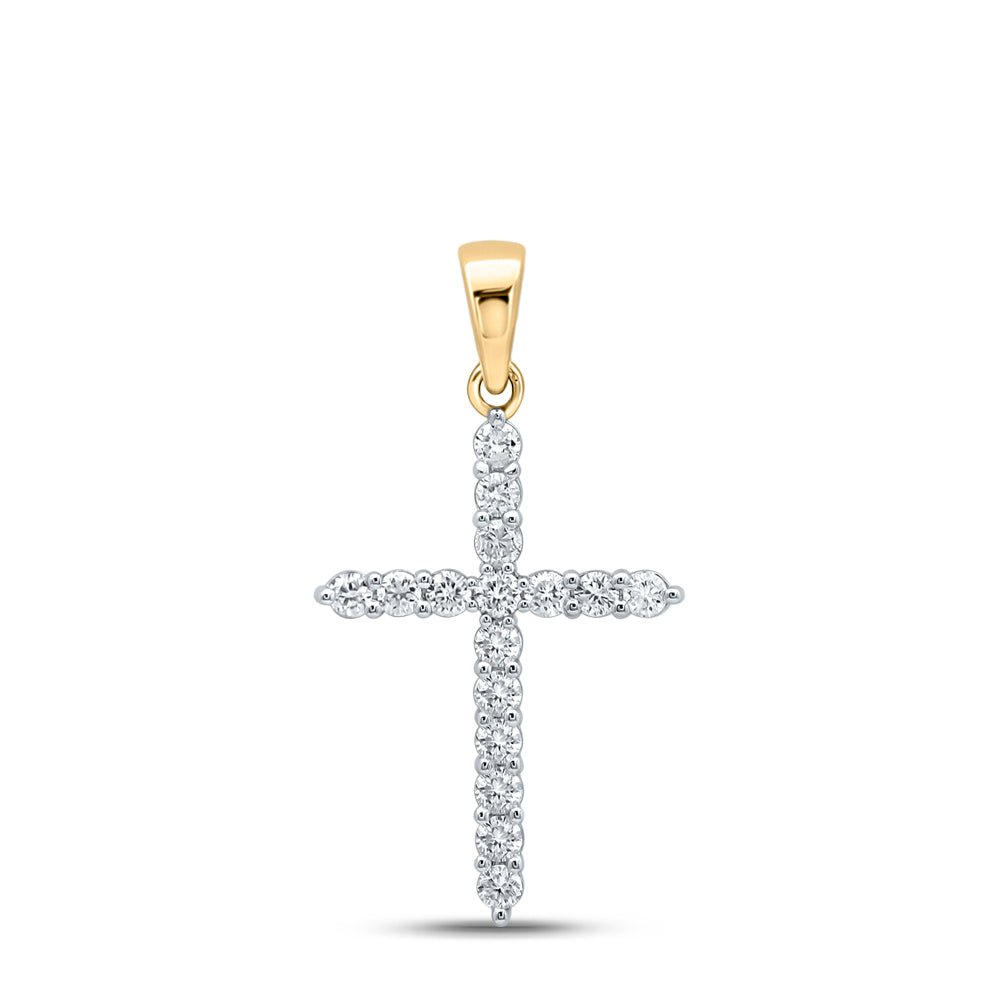 10kt Yellow Gold Diamond Cross Pendant - A Radiant Symbol of Faith and Elegance - Splendid Jewellery