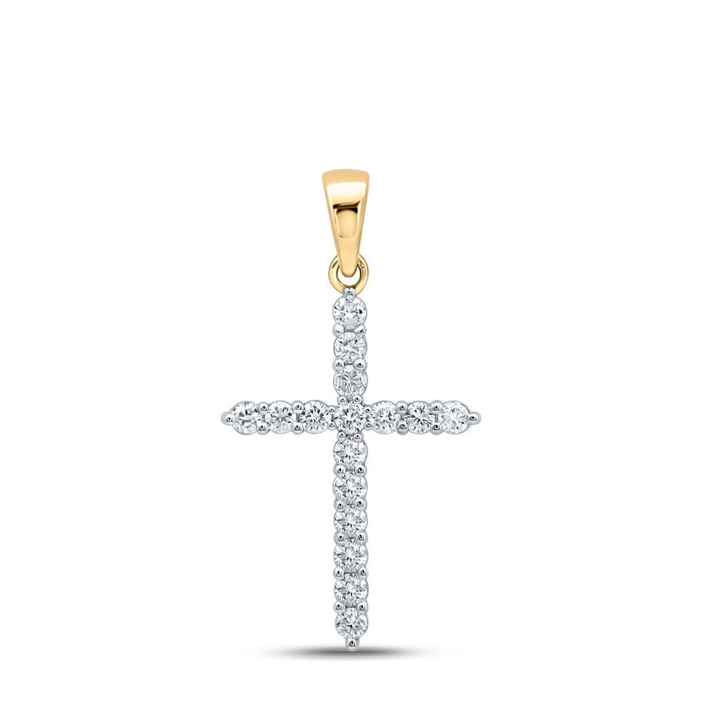 10kt Yellow Gold Diamond Cross Pendant - A Radiant Symbol of Faith and Elegance - Splendid Jewellery