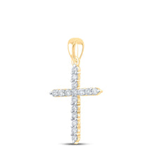 Load image into Gallery viewer, 10kt Yellow Gold Diamond Cross Pendant - A Radiant Symbol of Faith and Elegance product Side View from Splendid Jewellery