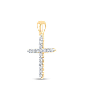 10kt Yellow Gold Diamond Cross Pendant - A Radiant Symbol of Faith and Elegance - Splendid Jewellery