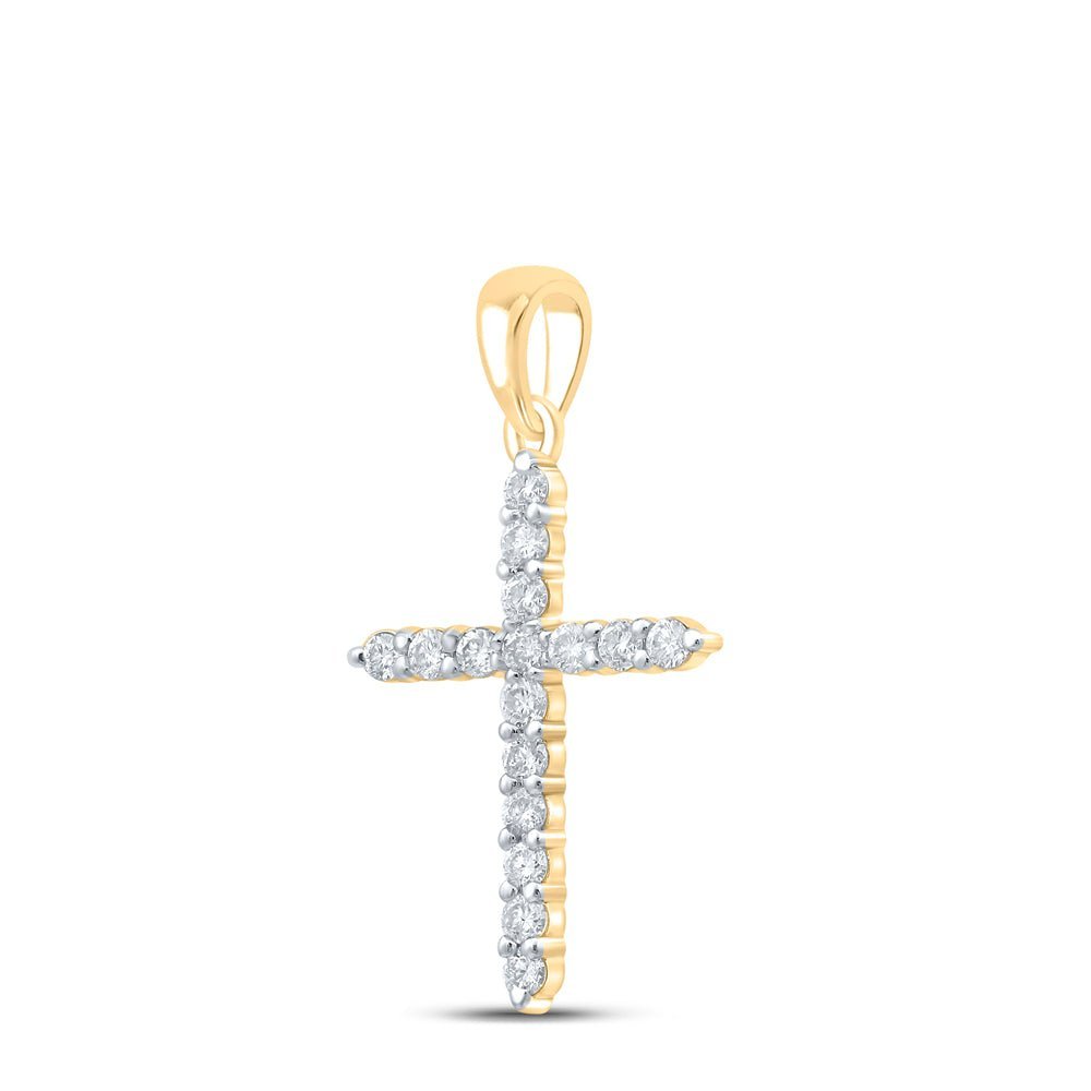 10kt Yellow Gold Diamond Cross Pendant - A Radiant Symbol of Faith and Elegance - Splendid Jewellery