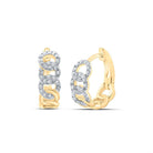 10kt Yellow Gold Diamond Cuban Link Hoop Earrings - Elegant and Sparkling Women's Jewelry - Splendid Jewellery
