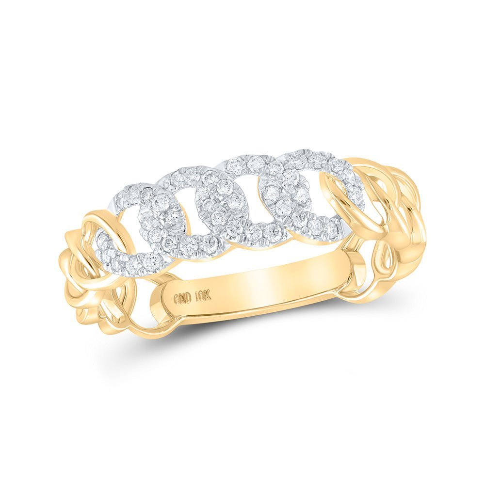 10kt Yellow Gold Diamond Cuban Link Stackable Band Ring 1/6 Cttw | Splendid Jewellery - Splendid Jewellery