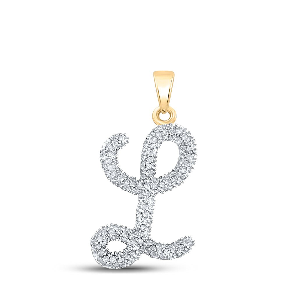 10kt Yellow Gold Diamond Cursive Letter L Pendant - A Symbol of Elegance and Individuality - Splendid Jewellery