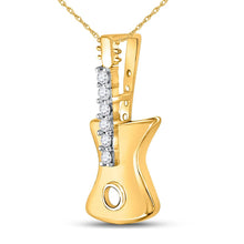 Load image into Gallery viewer, 10kt Yellow Gold Diamond Electric Guitar Pendant | Splendid Melody  Side View from Splendid Jewellery