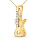 10kt Yellow Gold Diamond Electric Guitar Pendant | Splendid Melody  Side View from Splendid Jewellery
