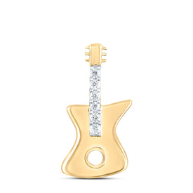 10kt Yellow Gold Diamond Electric Guitar Pendant | Splendid Melody  Top View from Splendid Jewellery