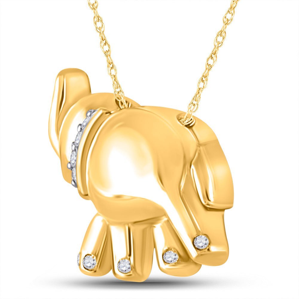 10kt Yellow Gold Diamond Elephant Pendant: A Symbol of Strength and Sparkling Elegance - Splendid Jewellery