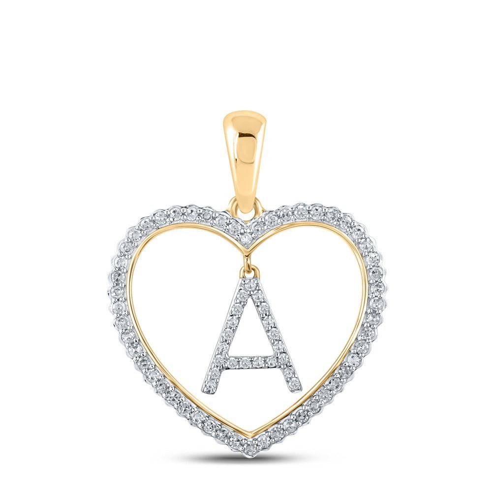 10kt Yellow Gold Diamond Heart A Initial Pendant: A Shimmering Symbol of Love and Elegance - Splendid Jewellery
