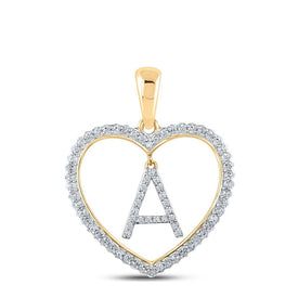 10kt Yellow Gold Diamond Heart A Initial Pendant: A Shimmering Symbol of Love and Elegance - Splendid Jewellery