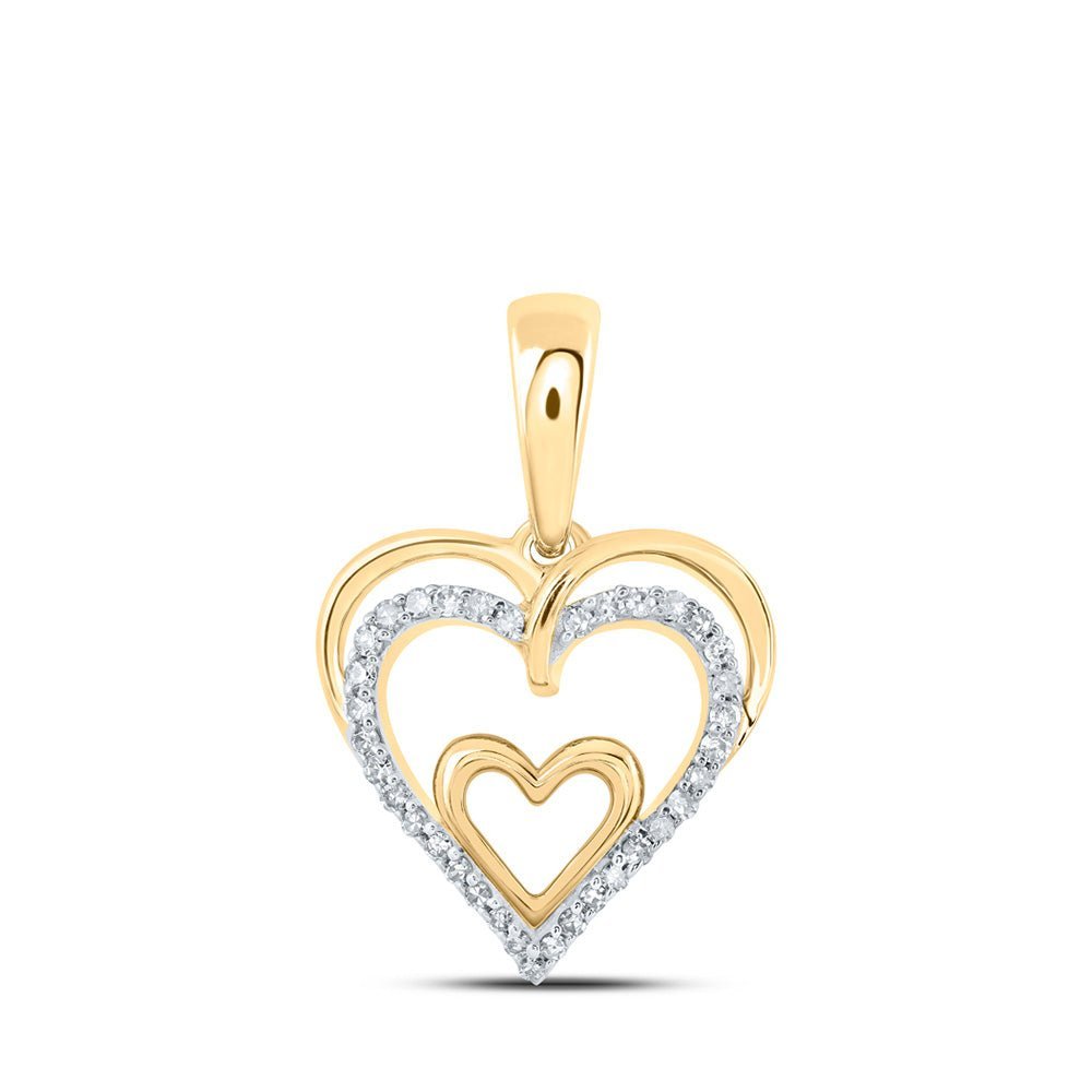 10kt Yellow Gold Diamond Heart and Love Symbol Pendant - A Timeless Expression of Love and Elegance - Splendid Jewellery