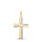 10kt Yellow Gold Diamond Heart Cross Pendant - A Mesmerizing Symbol of Love and Faith - Splendid Jewellery