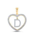 10kt Yellow Gold Diamond Heart D Letter Pendant - A Symbol of Love and Individuality - Splendid Jewellery