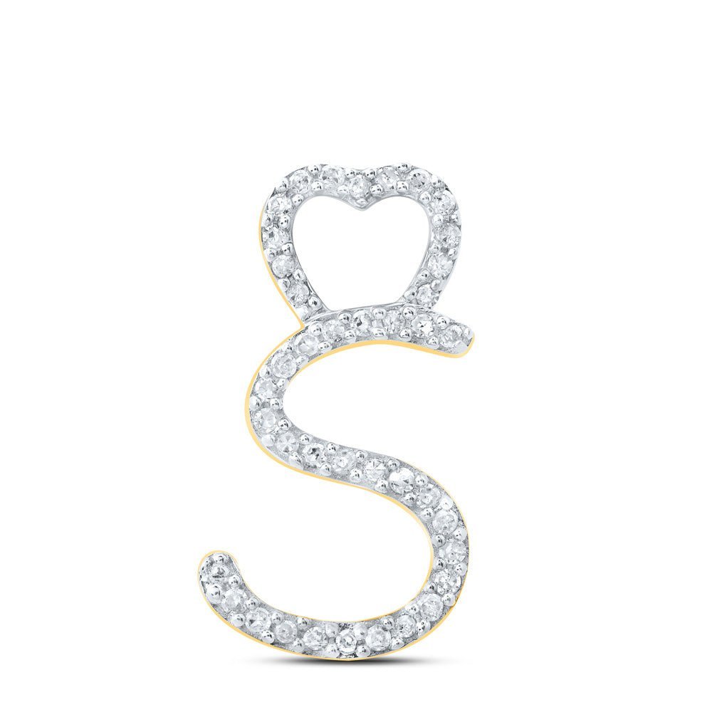 10kt Yellow Gold Diamond Heart Initial Pendant - Elegant and Romantic Jewelry - Splendid Jewellery