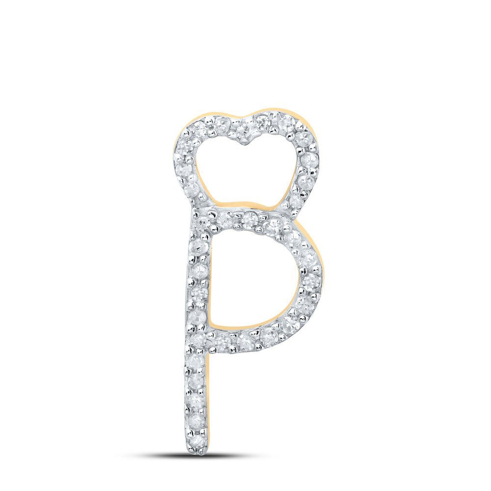 10kt Yellow Gold Diamond Heart Initial Pendant - Personalized Elegance - Splendid Jewellery