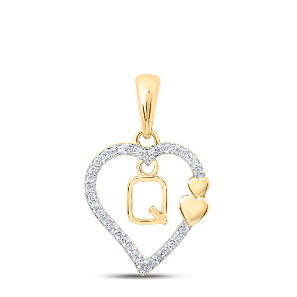 10kt Yellow Gold Diamond Heart Initial Pendant - Personalized Elegance and Brilliance - Splendid Jewellery
