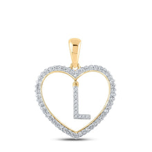 Load image into Gallery viewer, 10kt Yellow Gold Diamond Heart Initial Pendant | Personalized Letter Pendant Necklace | Splendid Jewellery - Splendid Jewellery