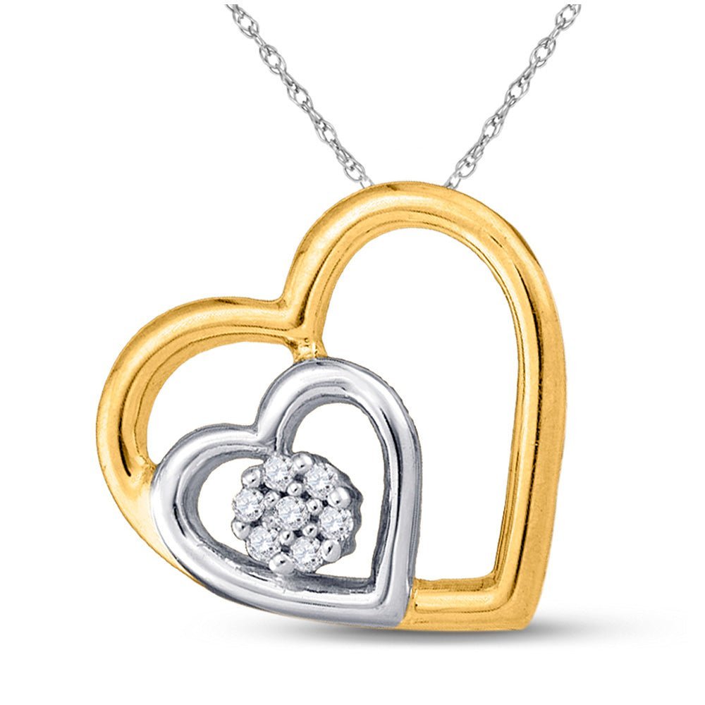 10kt Yellow Gold Diamond Heart & Love Symbol Pendant - Splendid Jewellery