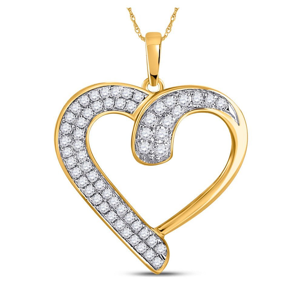 10kt Yellow Gold Diamond Heart & Love Symbol Pendant - A Captivating Expression of Affection and Devotion - Splendid Jewellery