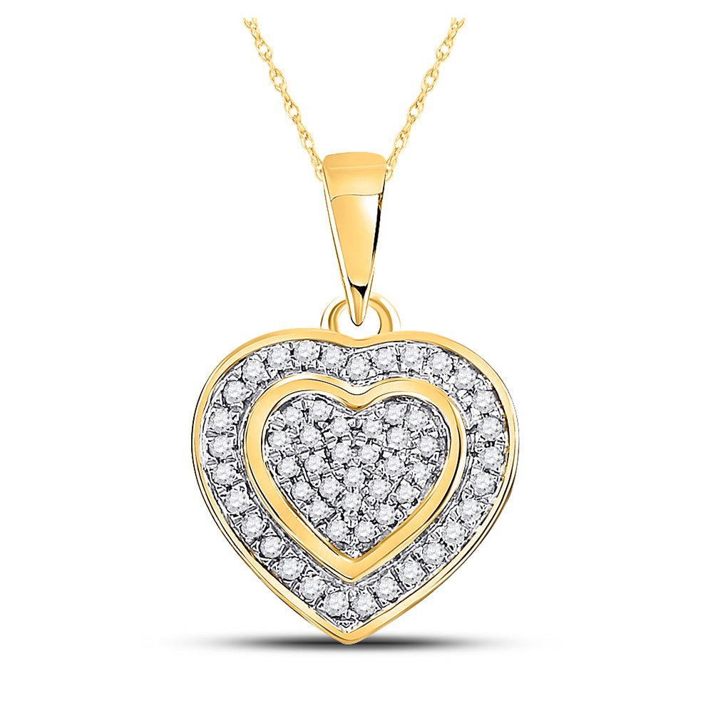 10kt Yellow Gold Diamond Heart & Love Symbol Pendant - A Captivating Expression of Love and Elegance - Splendid Jewellery