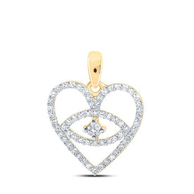 10kt Yellow Gold Diamond Heart & Love Symbol Pendant: A Mesmerizing Expression of Love - Splendid Jewellery
