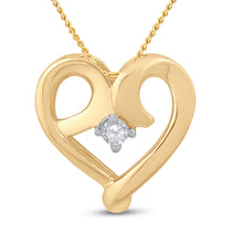 Load image into Gallery viewer, 10kt Yellow Gold Diamond Heart &amp; Love Symbol Pendant: A Radiant Emblem of Eternal Affection  Top View from Splendid Jewellery